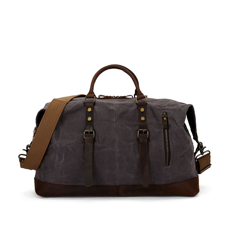 Bolsa de viaje de lona encerada personalizada grande, impermeable, para deportes, gimnasio, vintage, camping, fin de semana