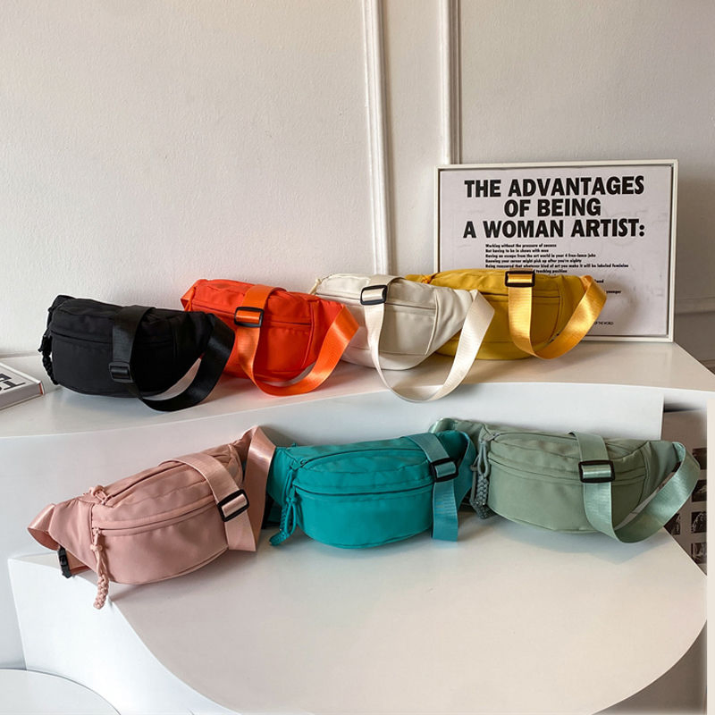 Bolso de cintura impermeable de nylon personalizado naranja nuevo y popular para mujeres, bolso cruzado deportivo lindo