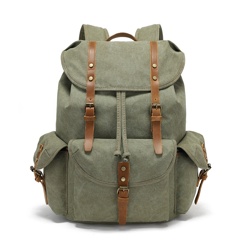 Mochila de computadora portátil de lona encerada impermeable para deportes, casual y de viaje (CY3359)
