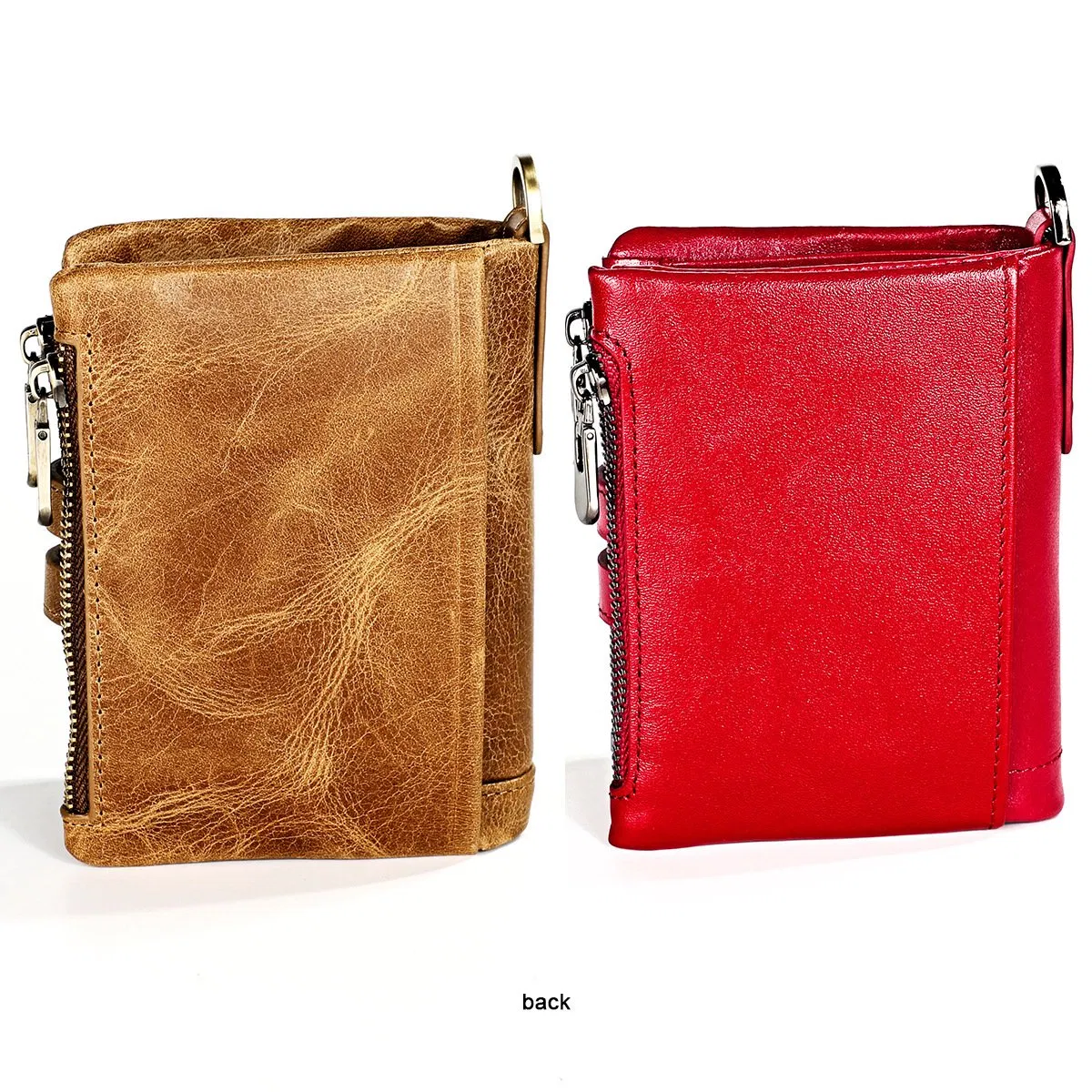 Cartera de cuero genuino para hombres, nueva moda, billetera RFID multifuncional con tapa