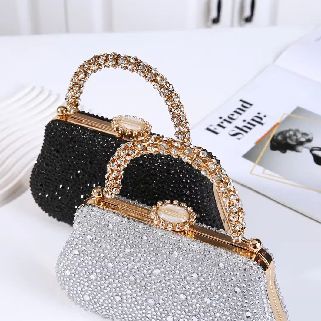 Elegante bolso de mano pequeño de lujo con estampado en caliente y diamantes