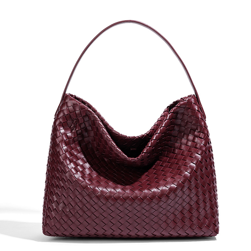 Bolso de mano de mujer de cuero PU, nuevo, estilo retro coreano, capacidad mediana grande, bolso cruzado tejido a mano para damas