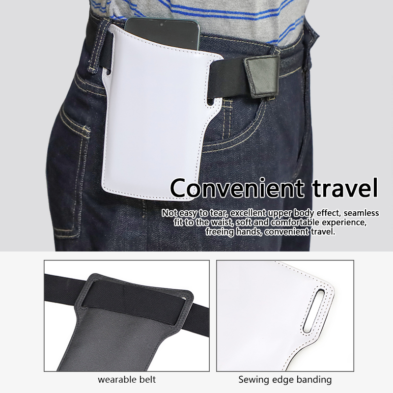 Funda de teléfono de PU de sublimación en blanco con lazos para cinturón, bolsa portátil para la cintura