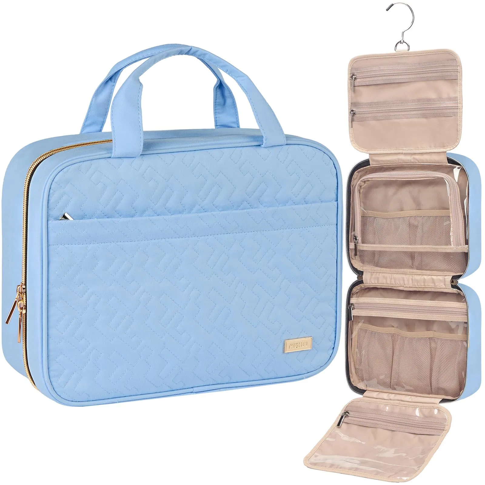 Organizador de belleza colgante impermeable para viajes, bolsa portátil de almacenamiento para baño, maquillaje, artículos de tocador y cosméticos