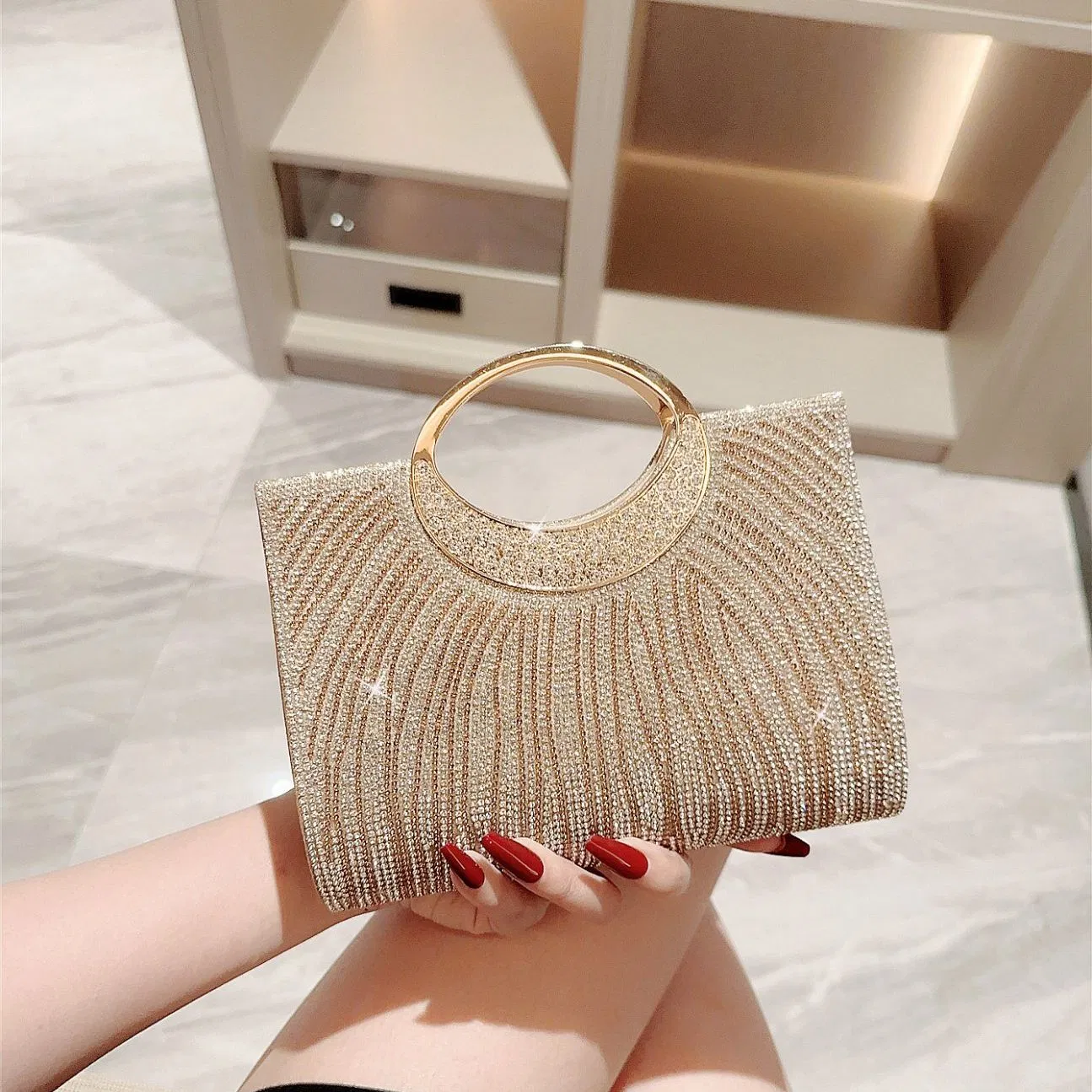 Bolso de Noche de Lujo para Dama con Rhinestones, Bolso de Boda con Diamantes, Bolsos Brillantes para Fiestas, Bolsos de Mujer, Clutches de Cristal