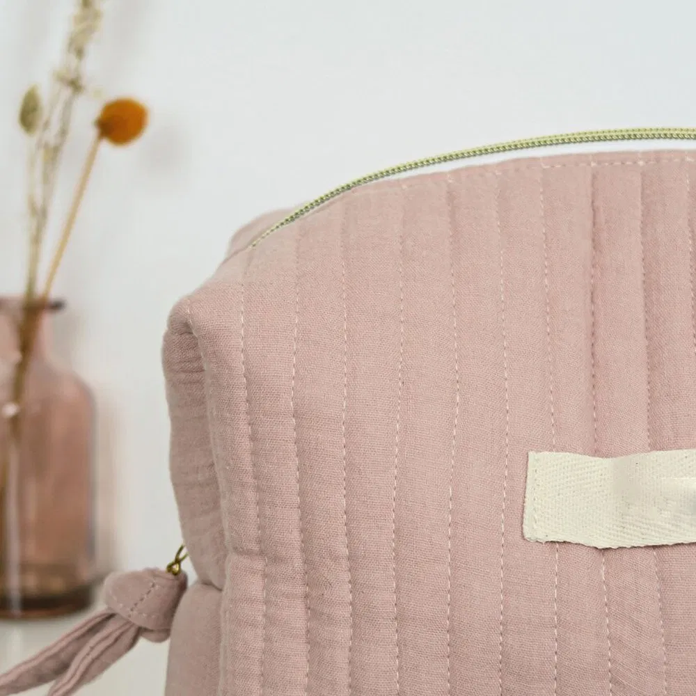 Artículos de tocador de viaje algodón Muslin gasa acolchada algodón componen Cosmética Bolsa con cremallera
