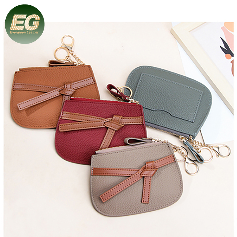 Al1016 Fabricante Mini Cartera Llavero Personalizado Bolsa con Cremallera Cambio Diseño Bonito Monedero de Cuero
