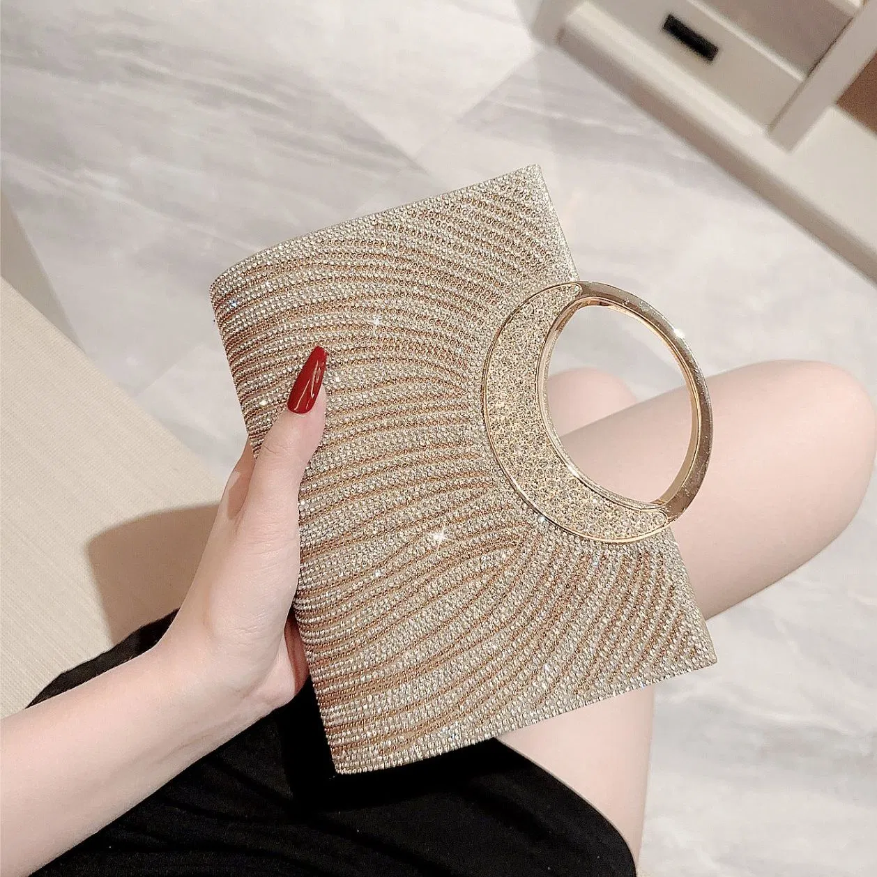 Bolso de Noche de Lujo para Dama con Rhinestones, Bolso de Boda con Diamantes, Bolsos Brillantes para Fiestas, Bolsos de Mujer, Clutches de Cristal