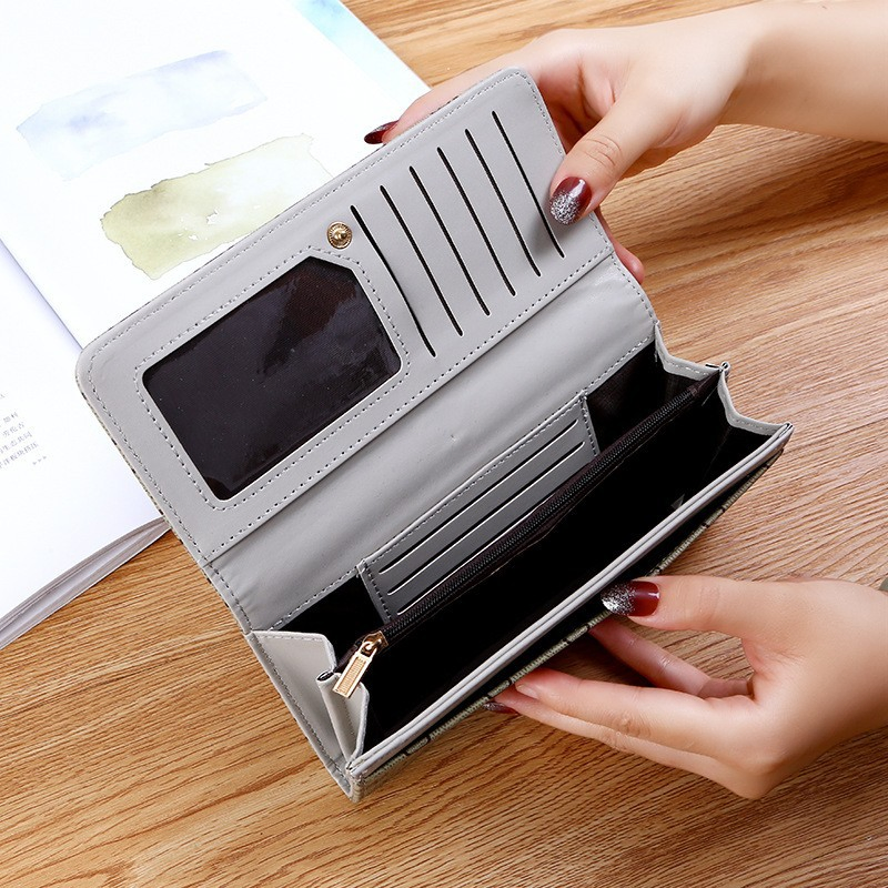 Cartera de mujer económica de cuero sintético con clip para dinero y tarjetero