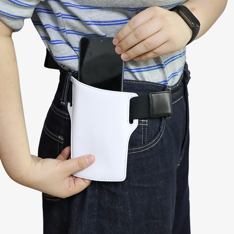 Funda de teléfono de PU de sublimación en blanco con lazos para cinturón, bolsa portátil para la cintura