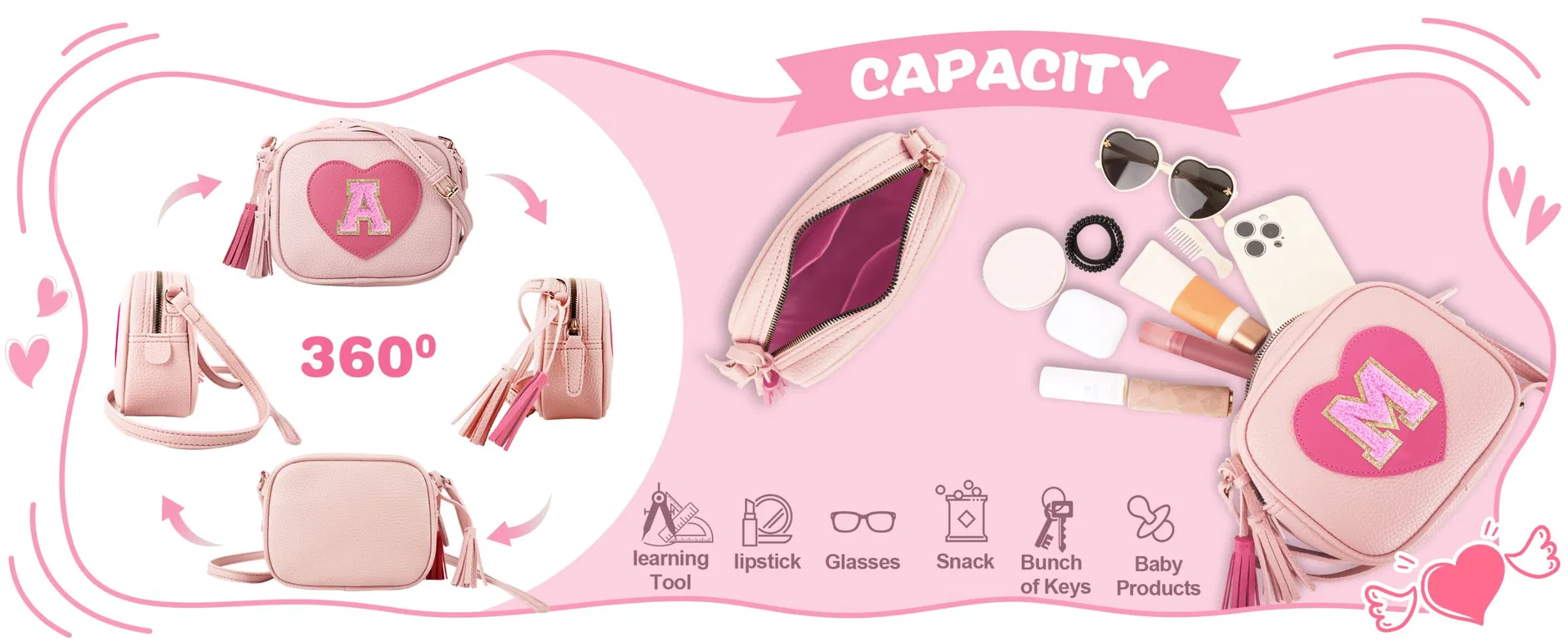 Cartera en forma de corazón para niñas