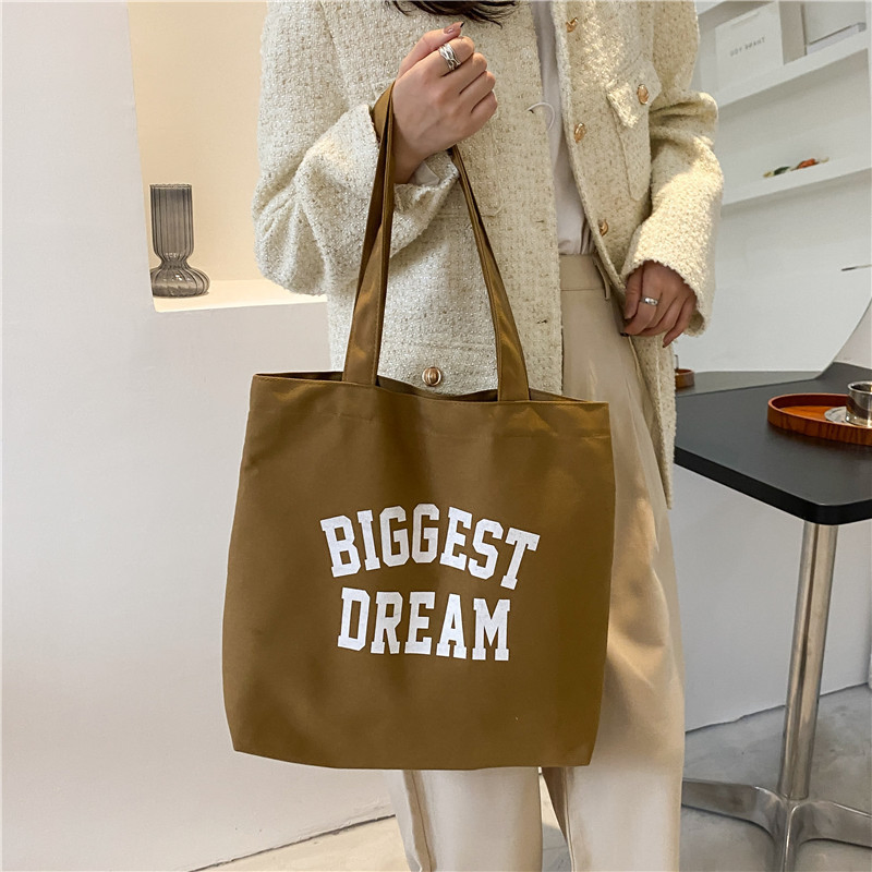 Nueva bolsa de lona de un solo hombro de algodón, bolsa de compras de lona con botón