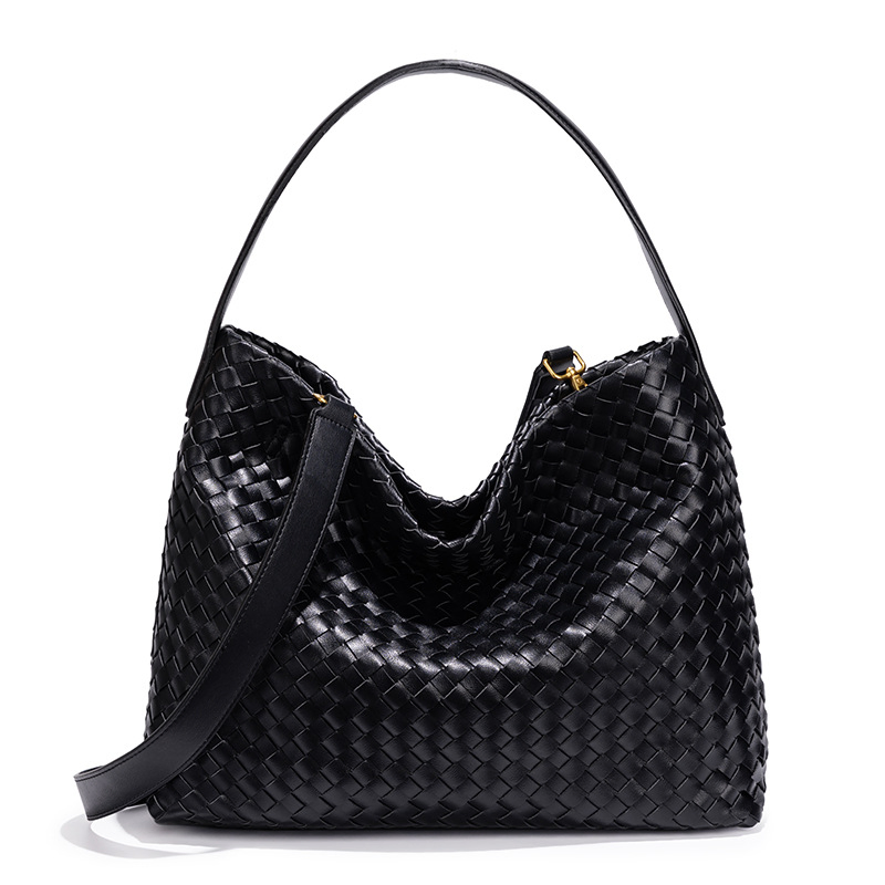 Bolso de mano de mujer de cuero PU, nuevo, estilo retro coreano, capacidad mediana grande, bolso cruzado tejido a mano para damas