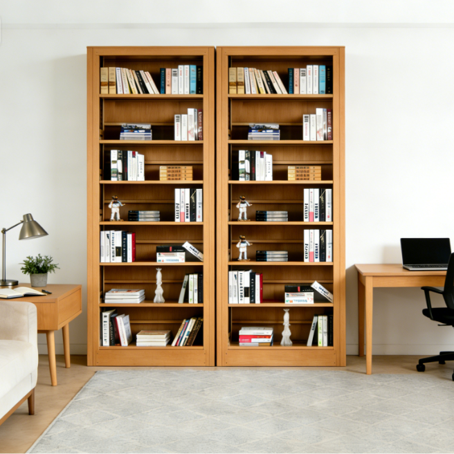 Heavy Duty Freestanding Steel-Wood Book Shelves for Hospital & Apartment Use-Modern Metal Storage Racks with Space Saving Design