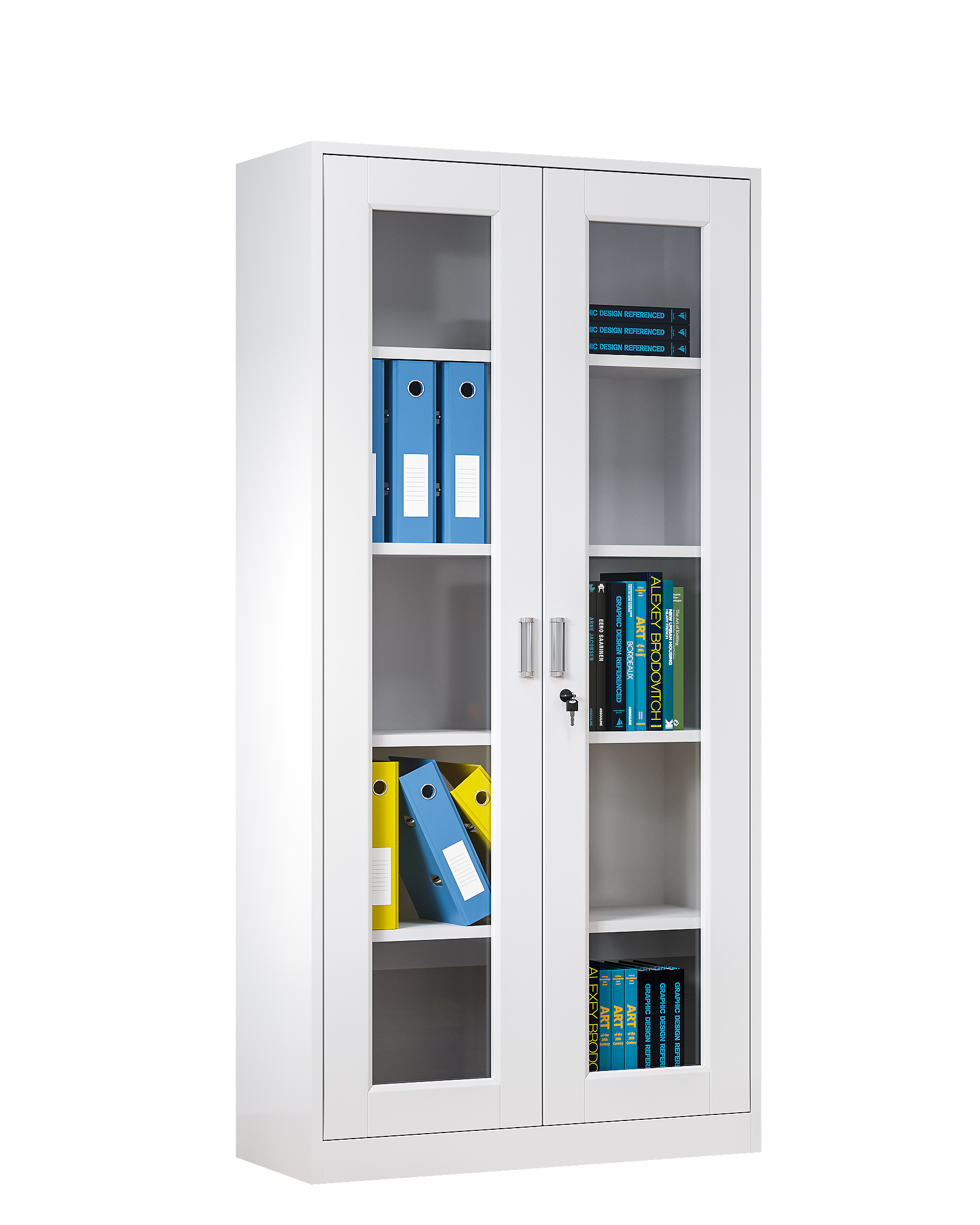 Office Library Book Information File Cabinet Steel File Cabinet 2 Glass Door Swing Door Display case Storage Cabinet
