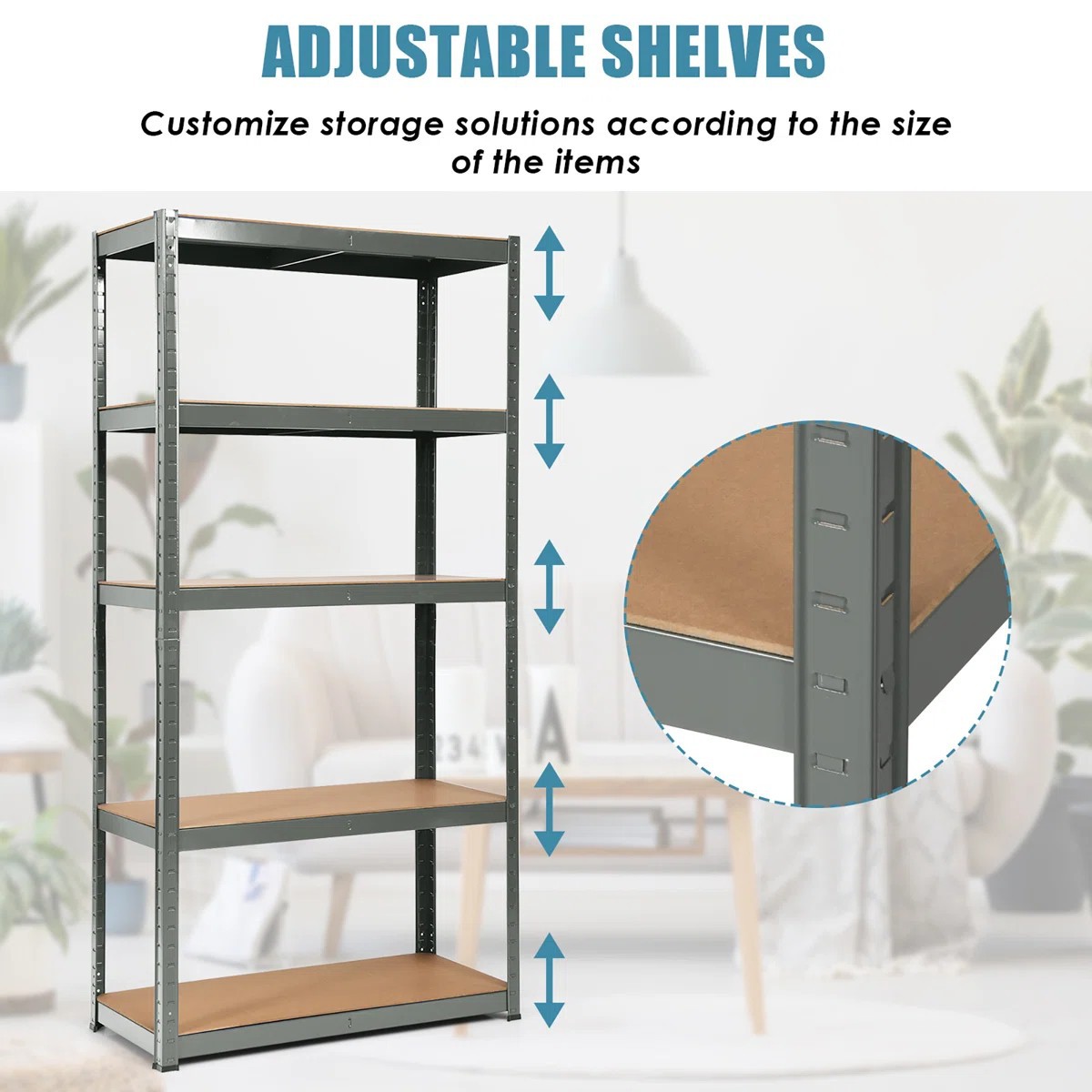 5 Tier Light Duty Steel Shelves Galvanized Shelf Units Storage Rack/Racking Stacking Rack & Shelves Garage Storage Stacking Rack