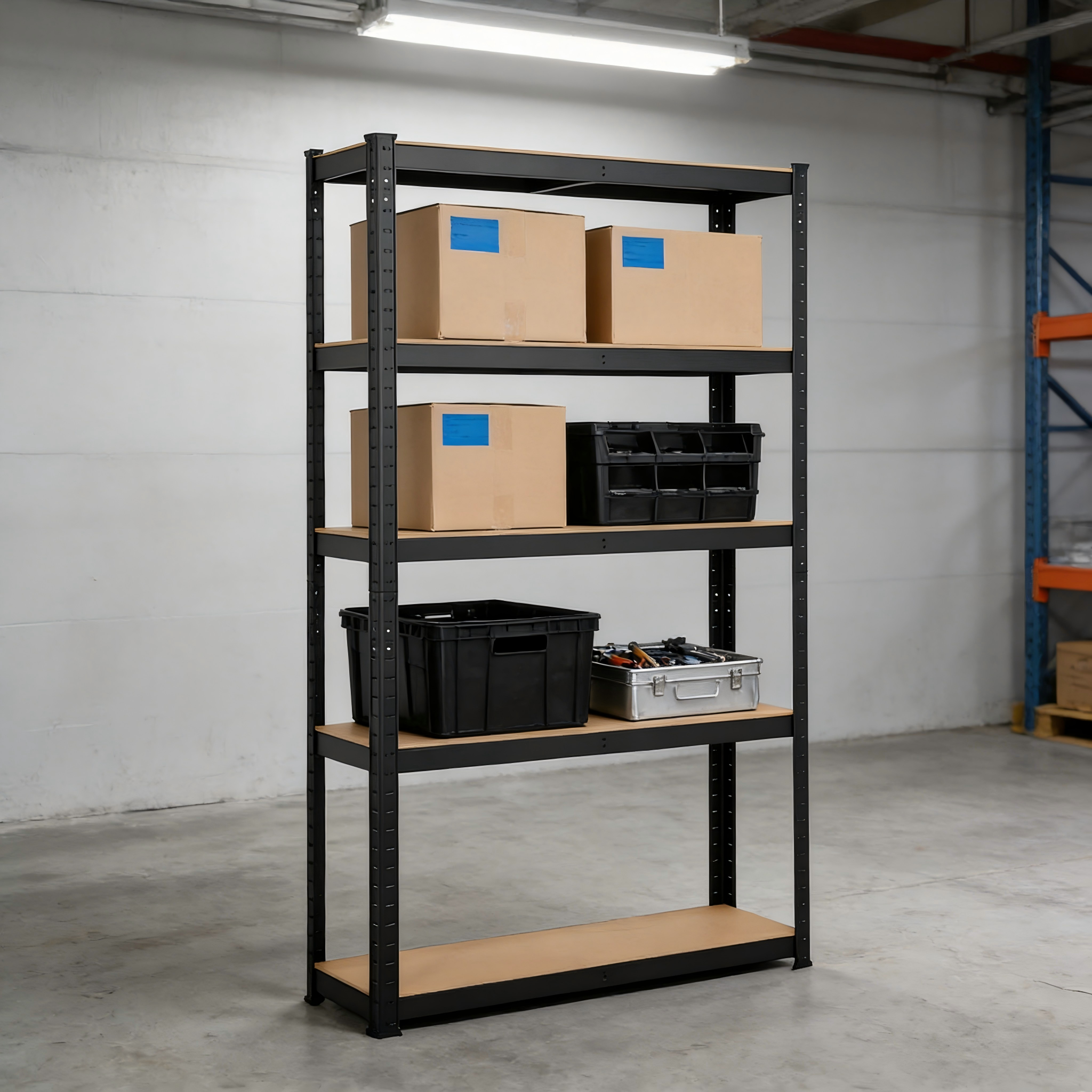 Light Duty Metal Racking Steel MDF Adjustable Shelving 5-Layer Galvanized Shelf Garage Metal Shelves Home Steel Display Shelving