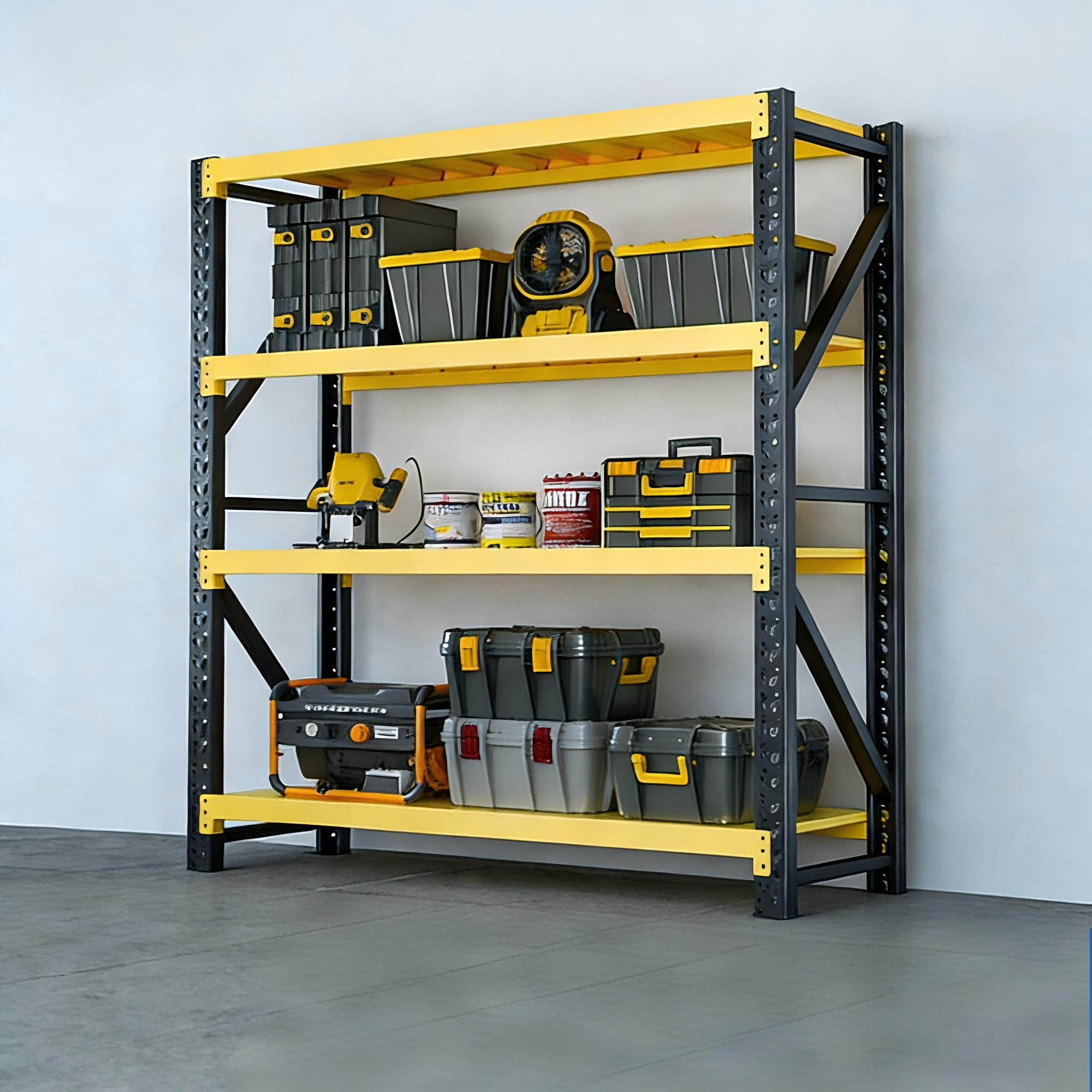 Heavy Duty Sheet Metal Storage Rack Warehouse Garage Boltless Shelves Metal 4 Tier Stacking Racking 200KG Warehouse Steel Rack