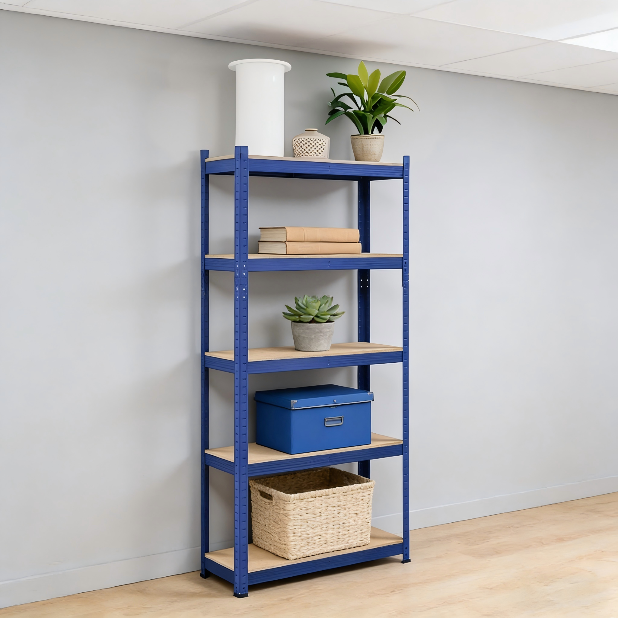 5 Tier Metal Shelf Light Duty Boltless Steel Rack MDF Adjustable Boltless Shelving Appliances Microwave Rack Galvanized Shelf