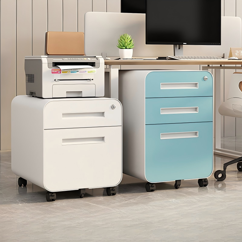 Metal Storage Mobile Pedestal Key Lock Mobile Utility Cabinet Steel Mobile Pedestal Under Desk Metal Cabinet with 3 Drawer