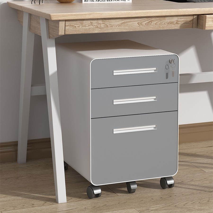 3 Drawer Mobile Utility Cabinet Steel Mobile Filing Cabinet Office Desk Movable Mobile Pedestal Metal Mobile Filing Cabinet