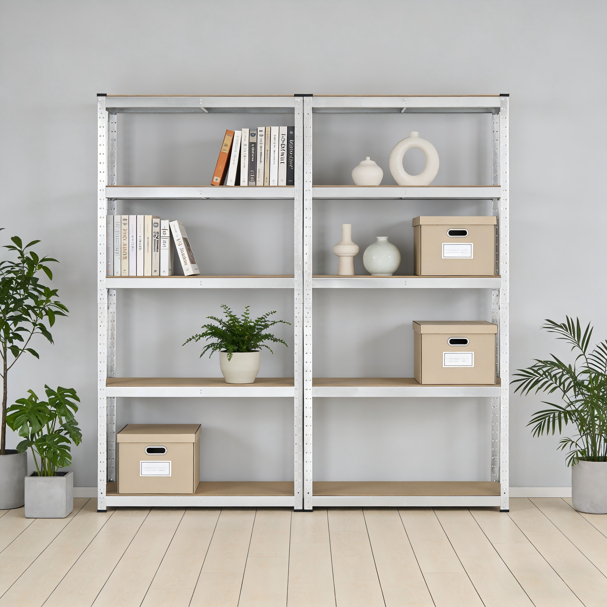 Light Duty Steel Shelves Kitchen Storage Rack Adjustable Galvanized Shelf Garage Metal Rack Metal Warehouse Shelving