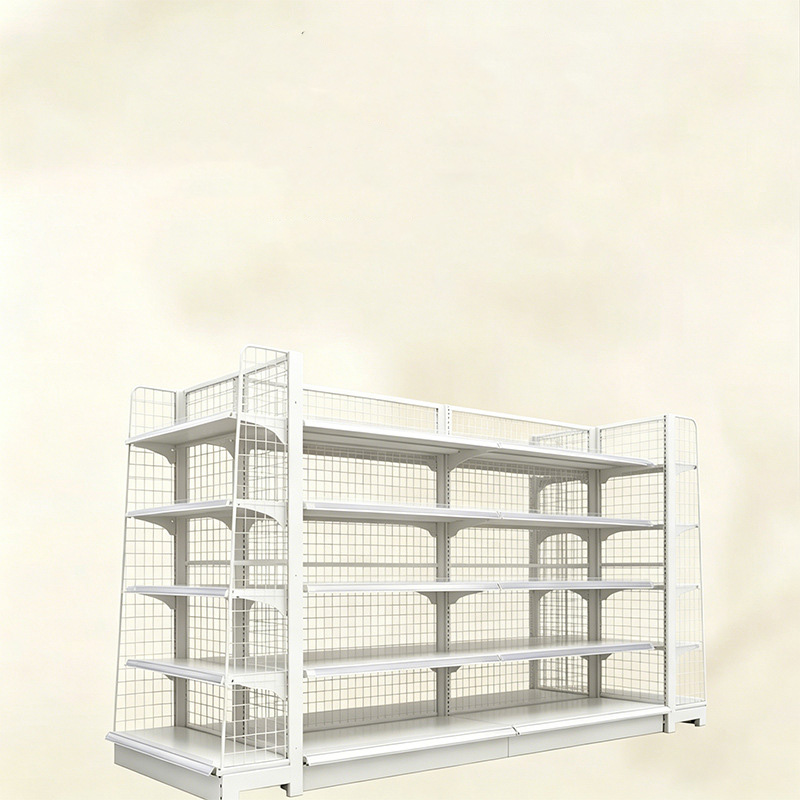 Items Food Supermarket Rack Supermarket Display Rack Steel Groceries Shelves Commercial Rack Shelving with Half Round End Shelf