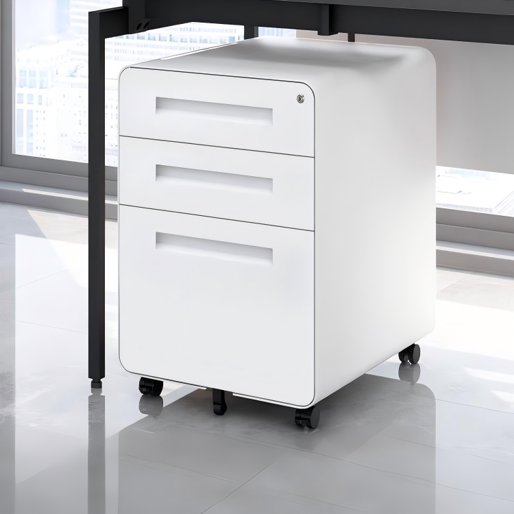 3 Drawers Metal Office Filing Cabinet Under Desk Drawer Cabinet Mobile Steel Filing Pedestal Round Edge Mobile Cabinet