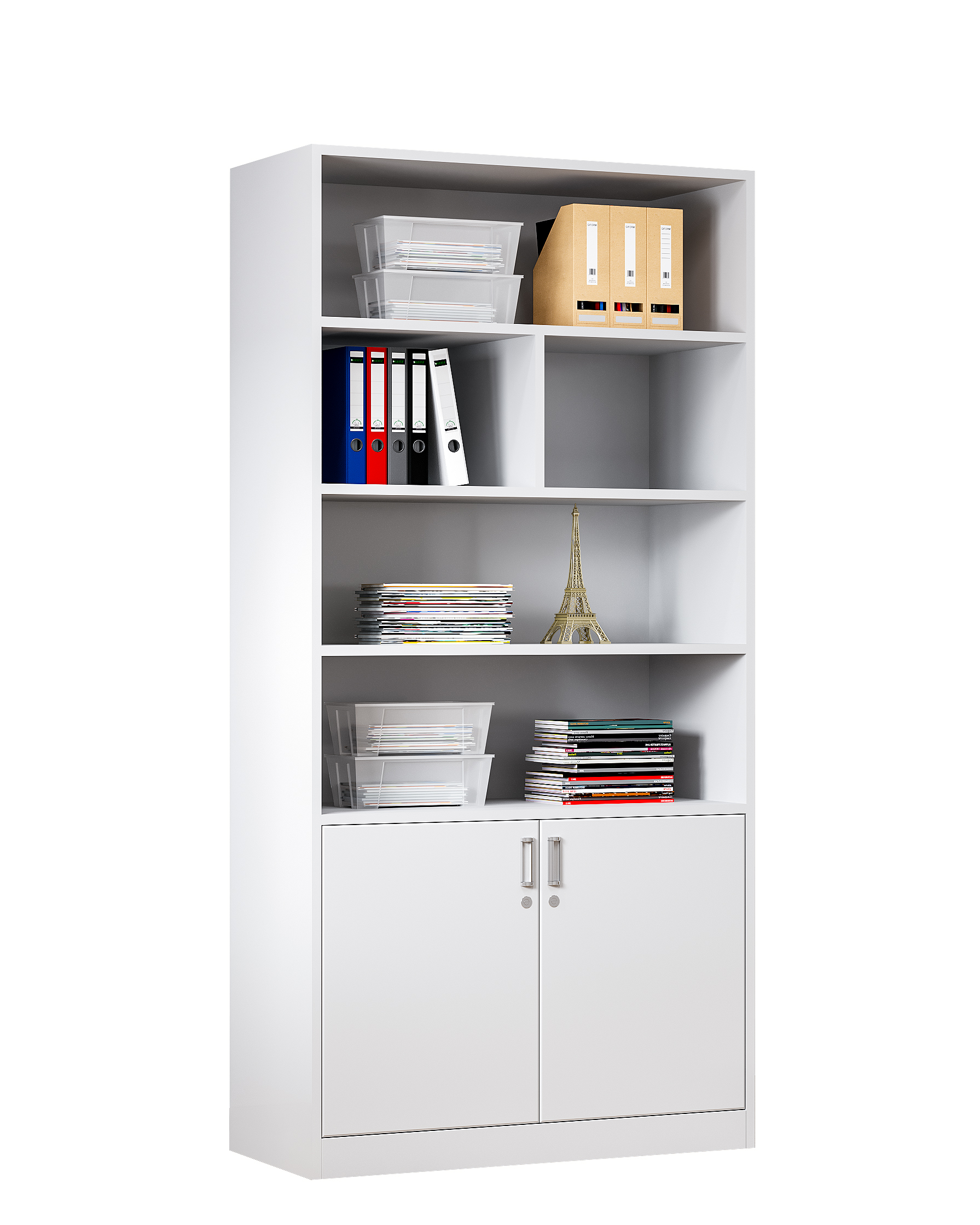 Office Library Book Information File Cabinet Steel File Cabinet 2 Glass Door Swing Door Display case Storage Cabinet