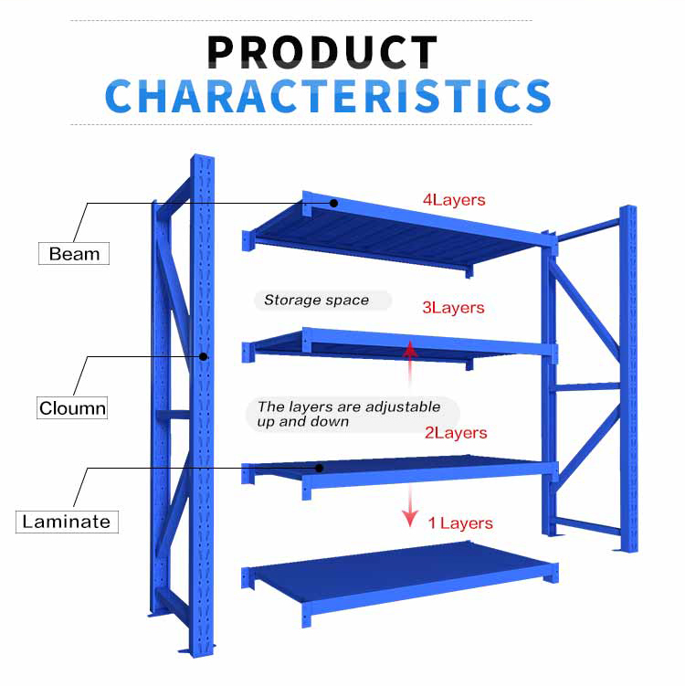 Industrial Rack Heavy Duty Metal Stacking Shelves 4 Layers Boltless Garage Storage Rack Warehouse Storage Metal Rack Shelf