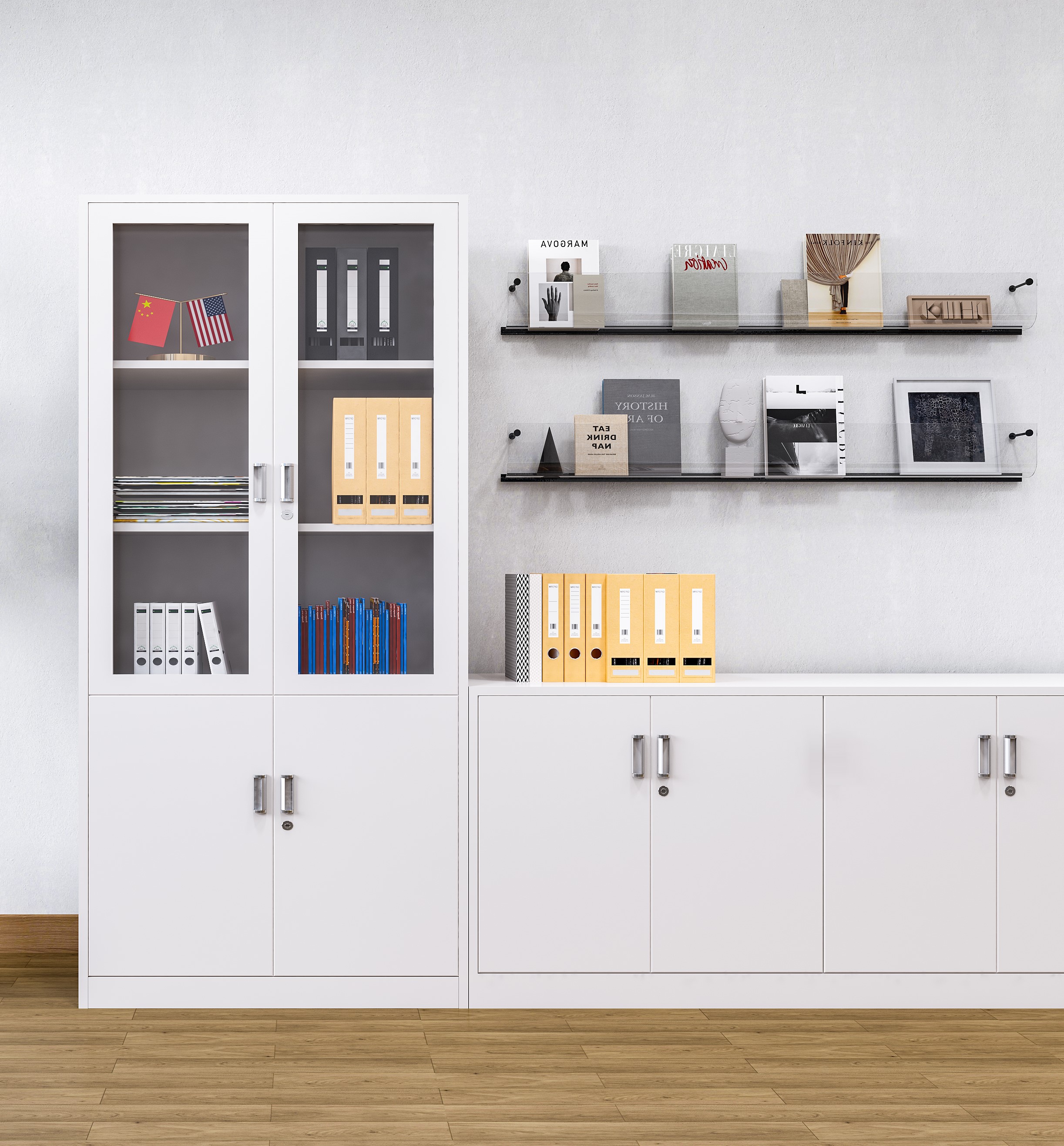 Rust-Proof Glass Door Office File Cabinet Document Storage Cabinet for Training Institution