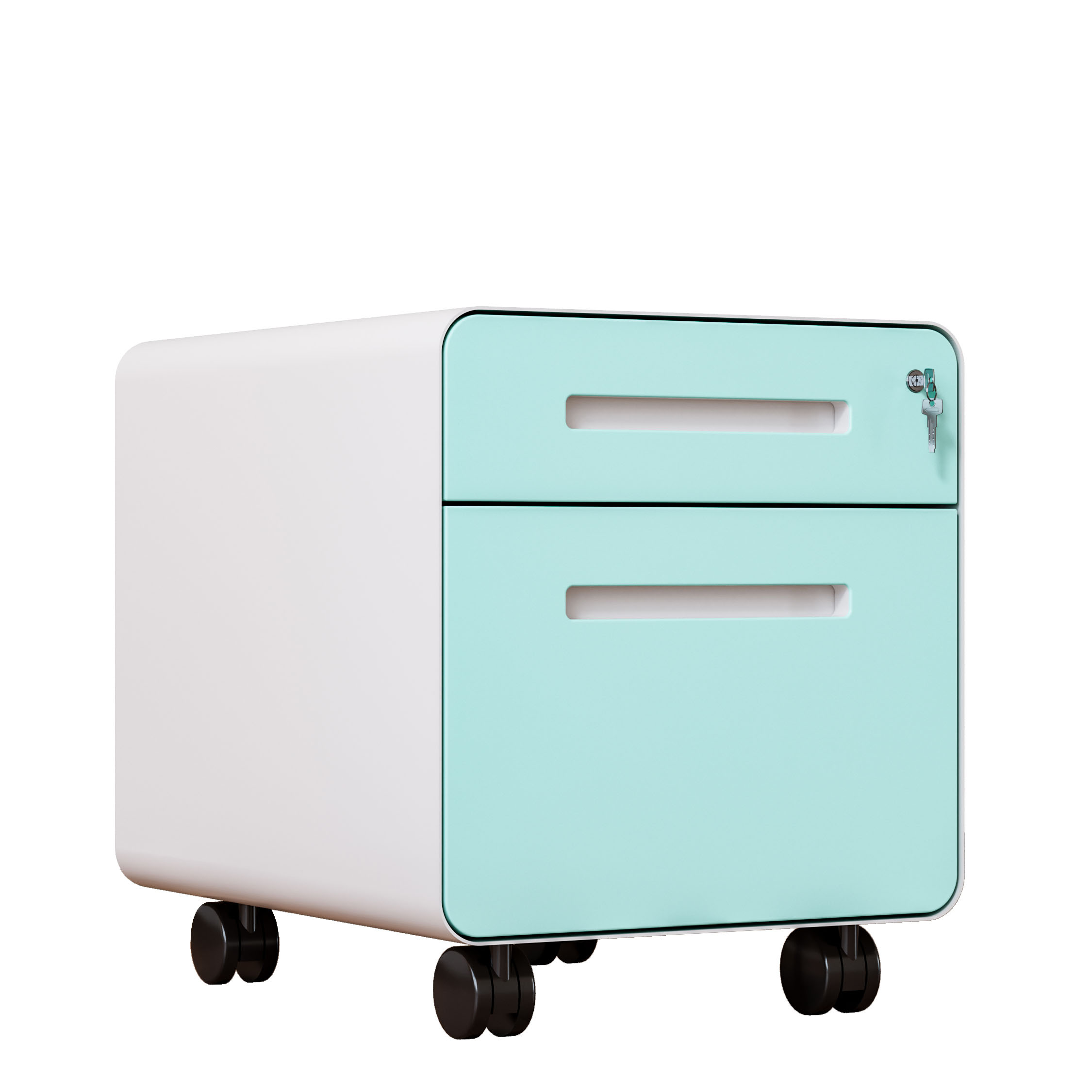 Steel Two-Drawer Mobile Cabinet with Round-Corner Design Detachable Pedestal for Under-Desk File Storage