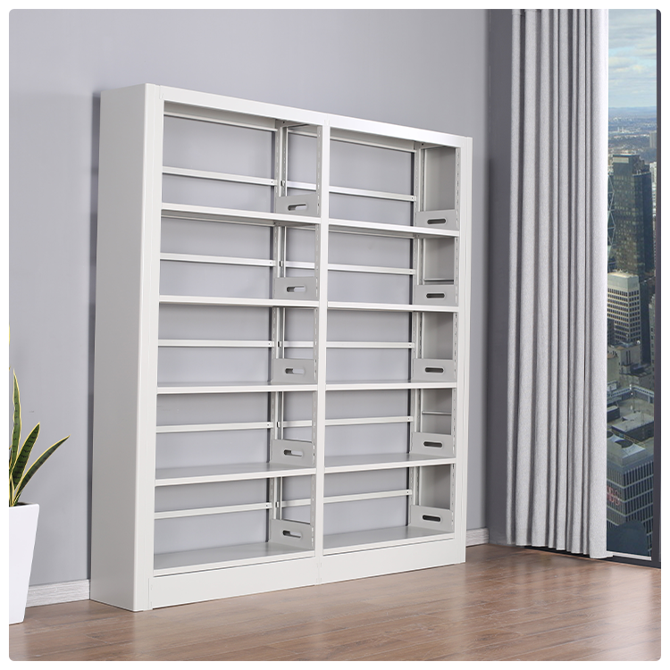 Modern Movable Lockable Metal Library Bookcase for Home Office Periodical and Magazine Storage Shelves