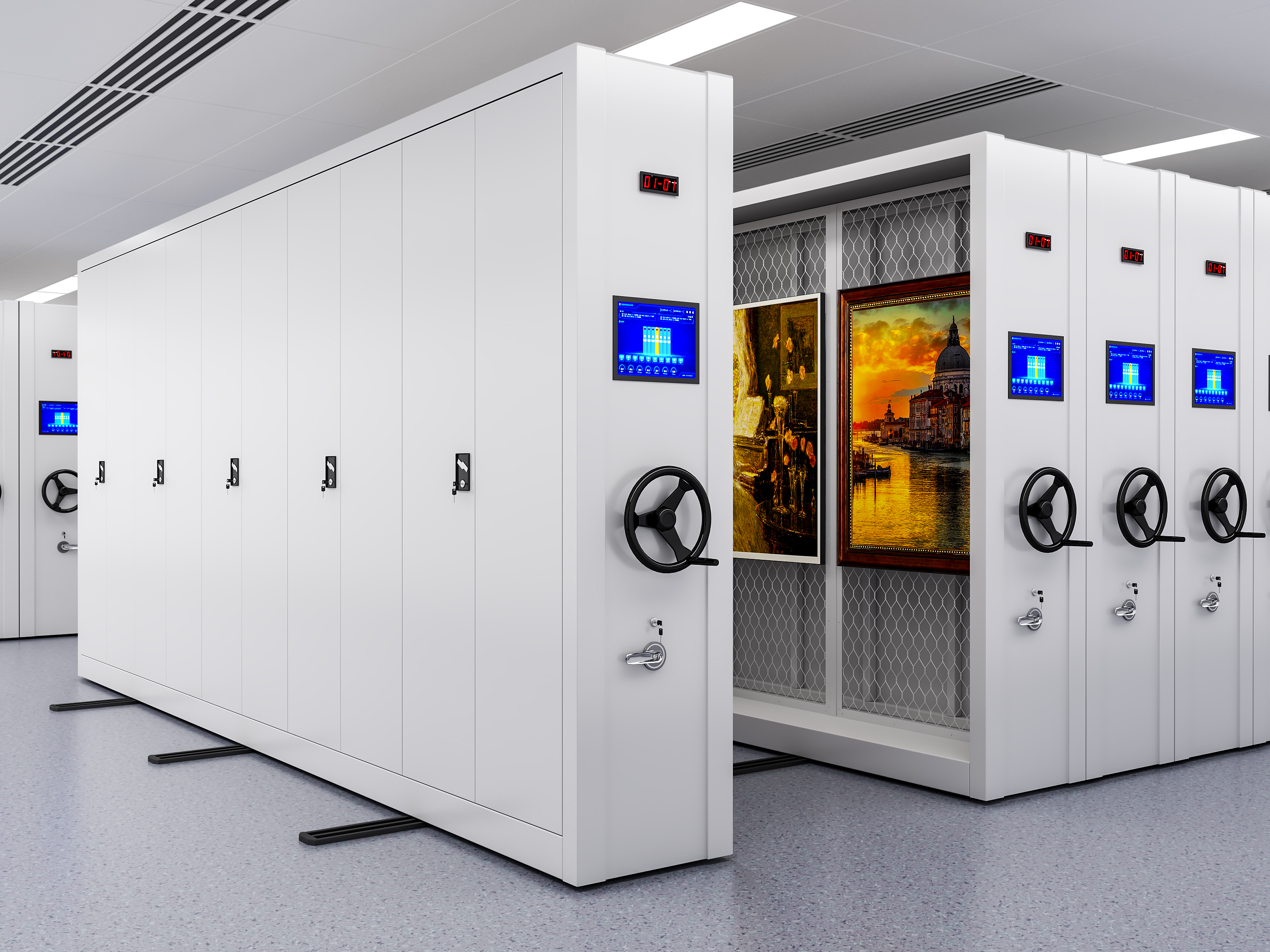 High Efficiency Compact Mobile Shelving System for Library Storage and Organized File Management