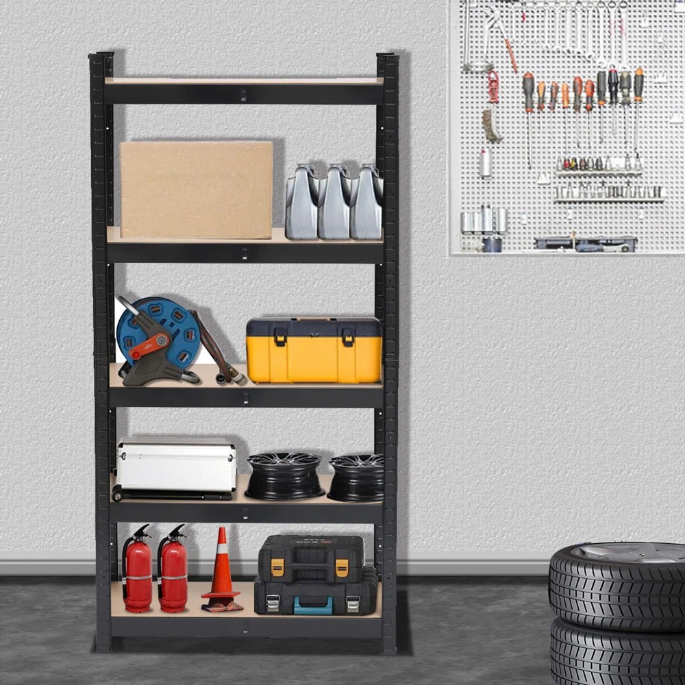Boltless Galvanized Shelf 5 Tier Home Light Duty Racks Iron Stacking Racks Warehouse Storage Shelf Garage Steel Shelving
