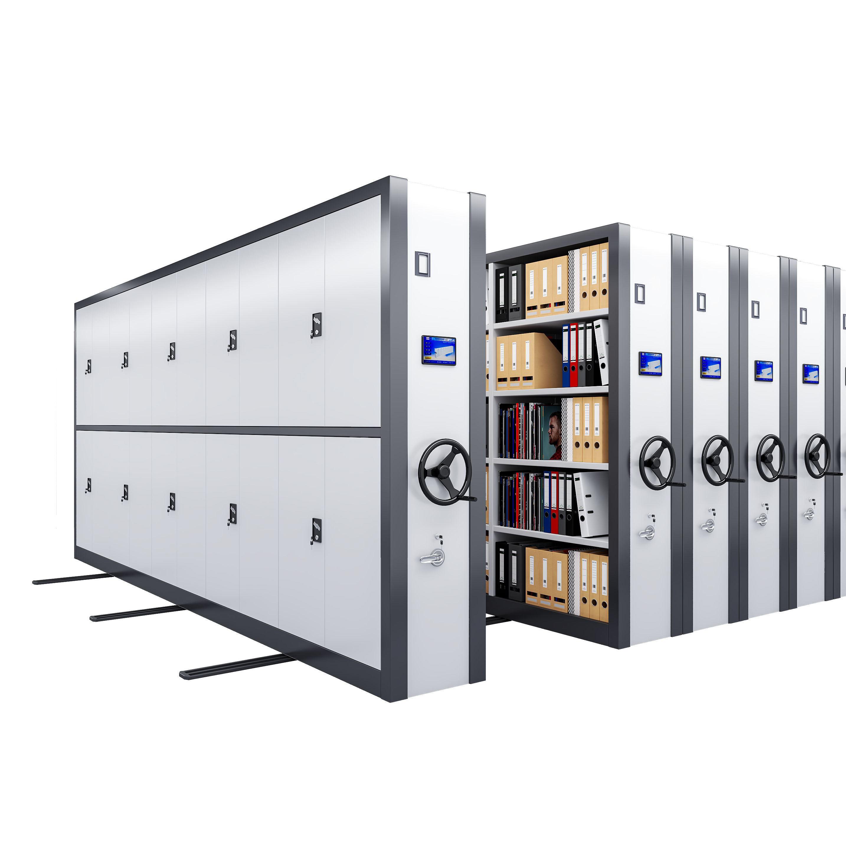 Metal Mobile Compactor Shelving Steel Storage Space Saving Archive Filing Cabinet Modular Durable Large Lockable Home Office