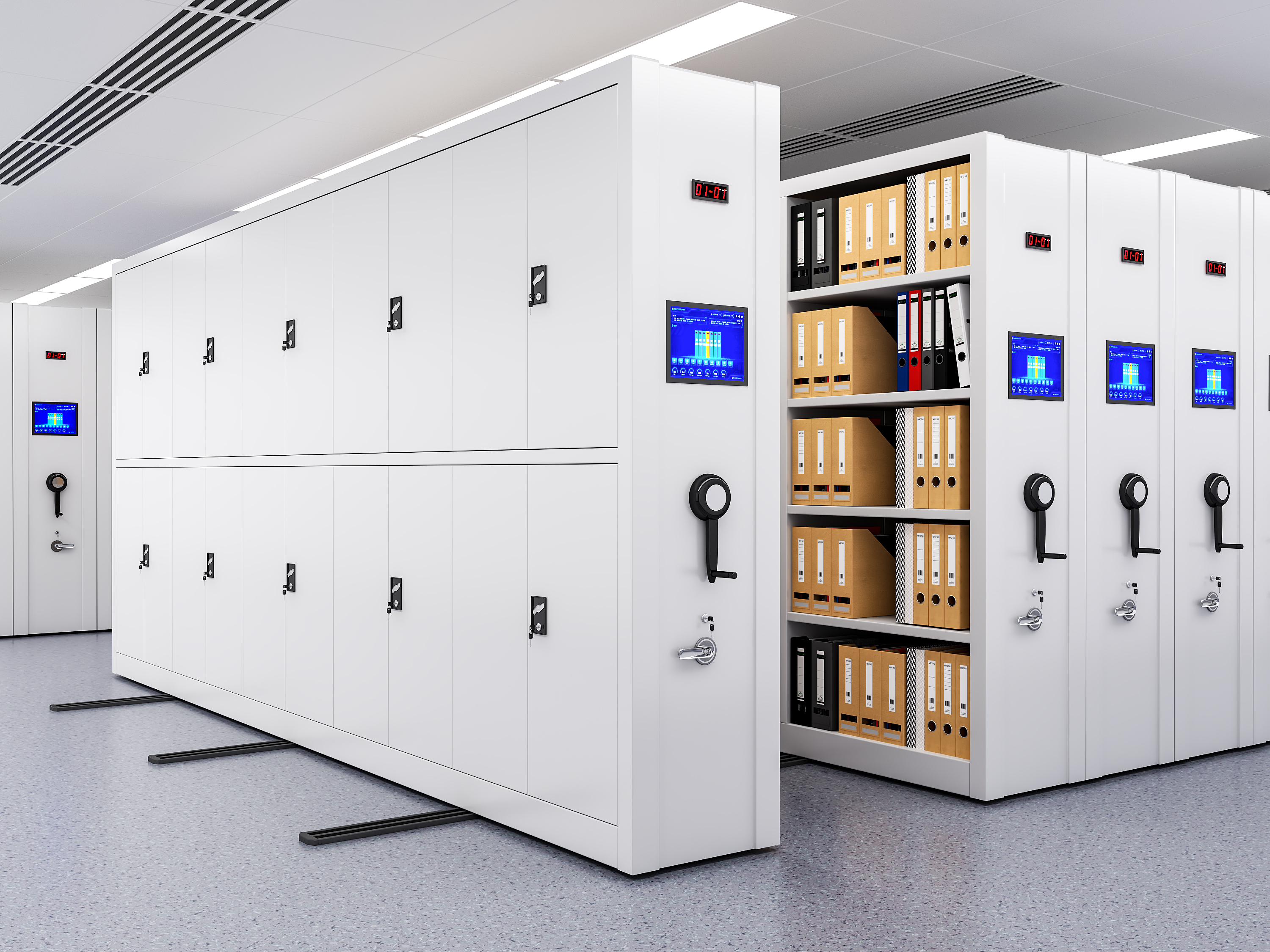 High Efficiency Compact Mobile Shelving System for Library Storage and Organized File Management
