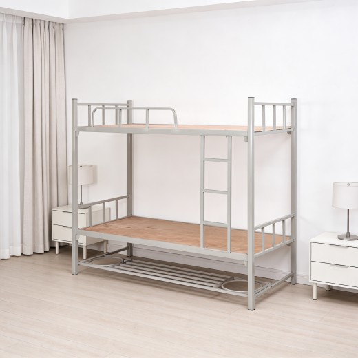 Modern Heavy Duty Metal Double Bunk Beds  Space Saving Folding Bed Frame with Storage Locker for Hostel Hotel Apartment Camp
