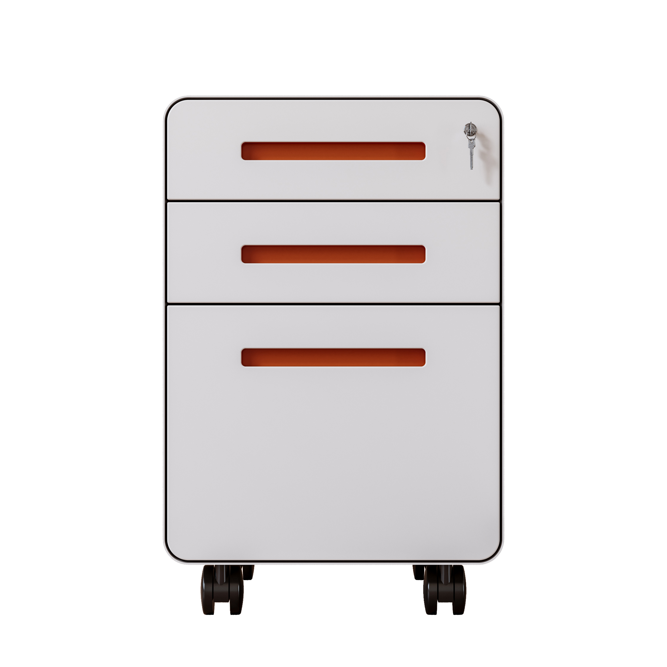 Steel Two-Drawer Mobile Cabinet with Round-Corner Design Detachable Pedestal for Under-Desk File Storage