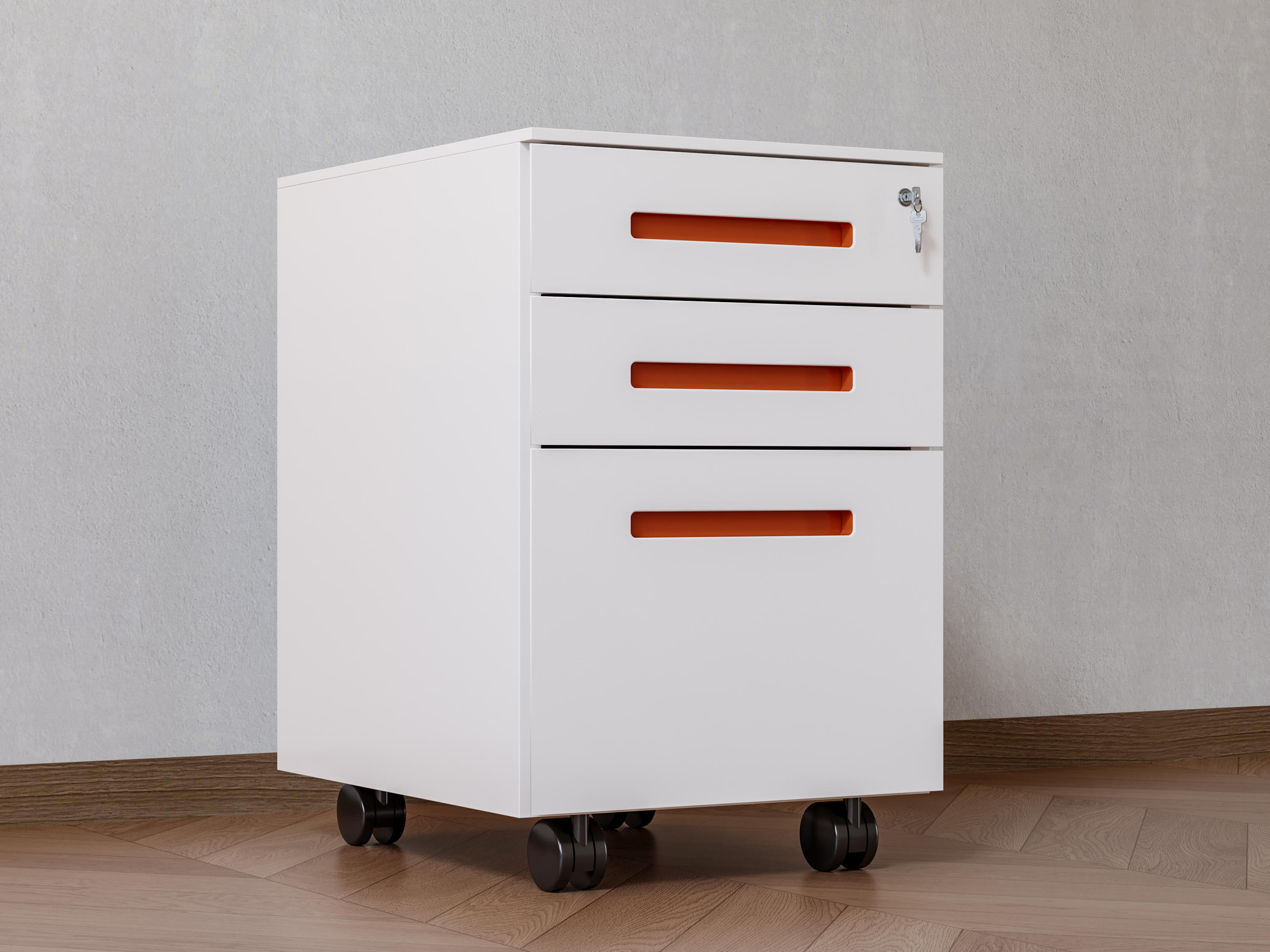 Mobile Lateral Steel File Cabinet 3-Drawer Lockable Space-Saving Modern Design with Casters for Home/Office Use