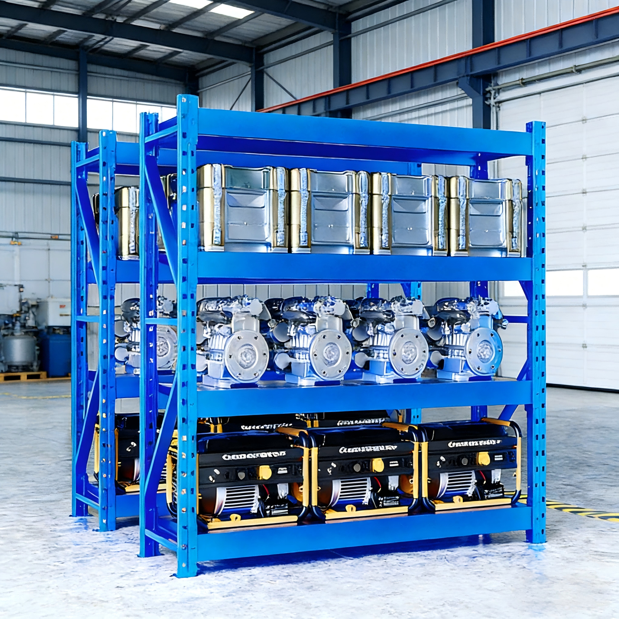 Industrial Rack Heavy Duty 4 Layers Metal Warehouse Racking Low Cost Garage Adjustable Shelves Boltless Metal Stacking Shelves