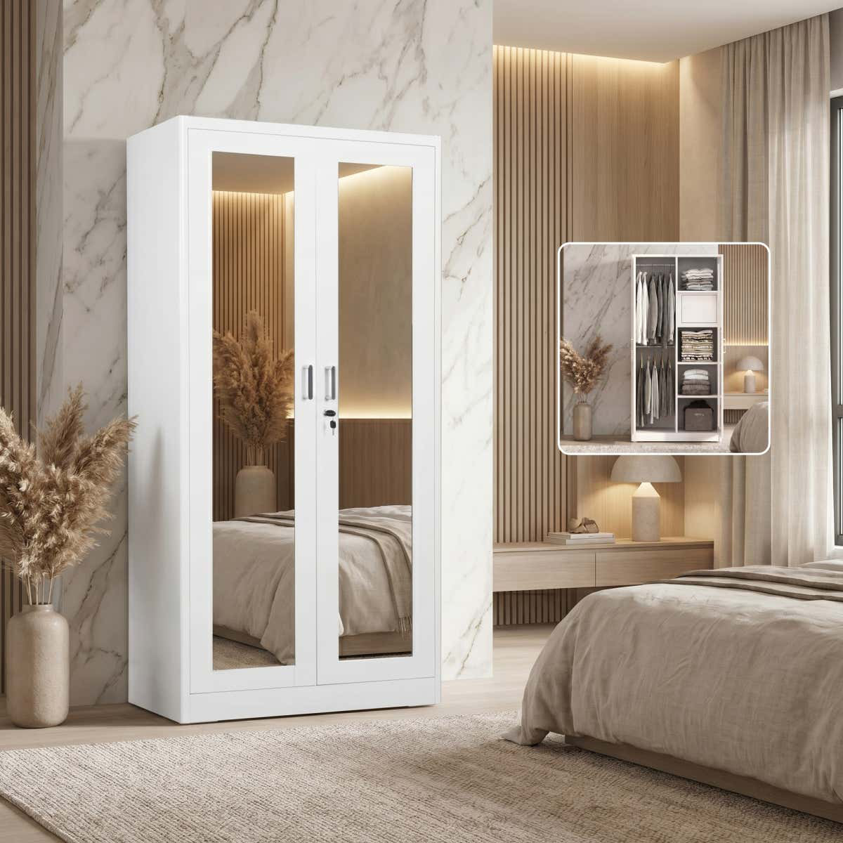 Printing Wardrobe Storage Cabinet Steel Wardrobe Steel Locker Metal Wardrobe Singapore Steel Wardrobe Malaysia with Mirror