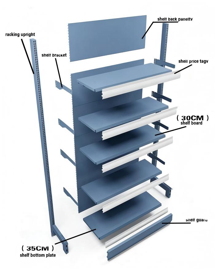 Factory Customized Metal Supermarket Shelving Snack Convenience Store & Bookstore Display Rack Steel Commercial Rack Shelving