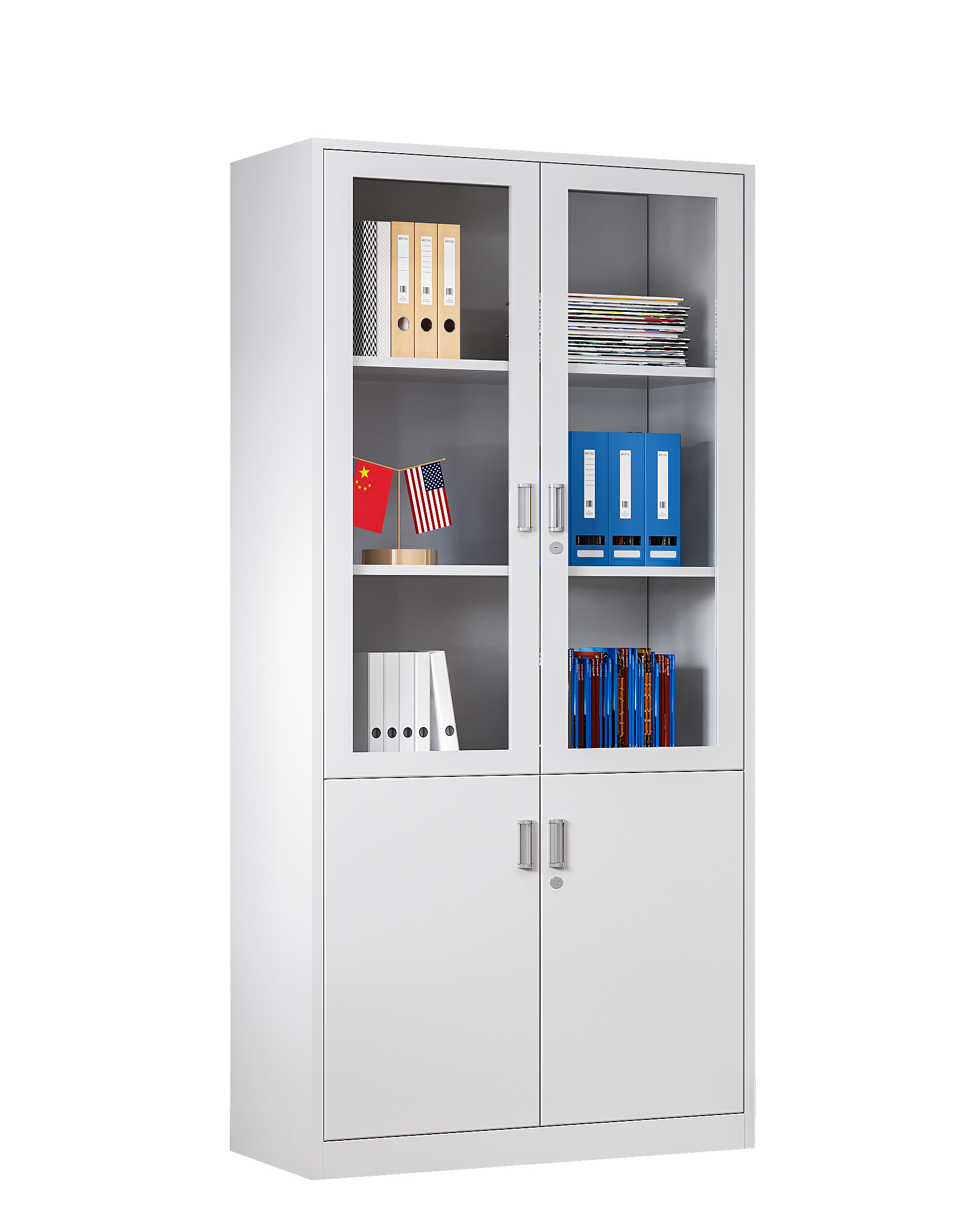 Durable C11 Metal Storage Filing Cabinet with Double Glass Doors for Office Use