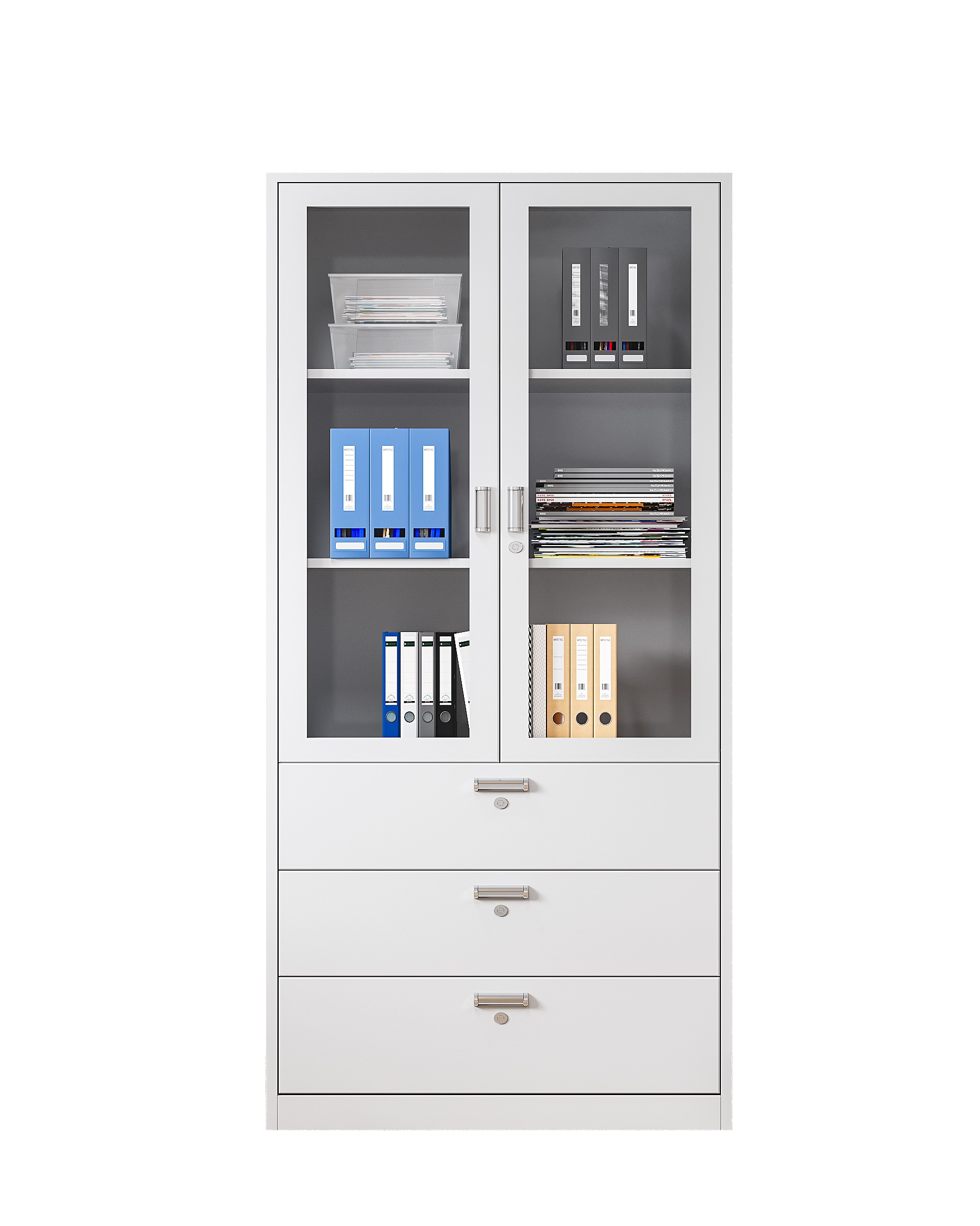 Office Library Book Information File Cabinet Steel File Cabinet 2 Glass Door Swing Door Display case Storage Cabinet