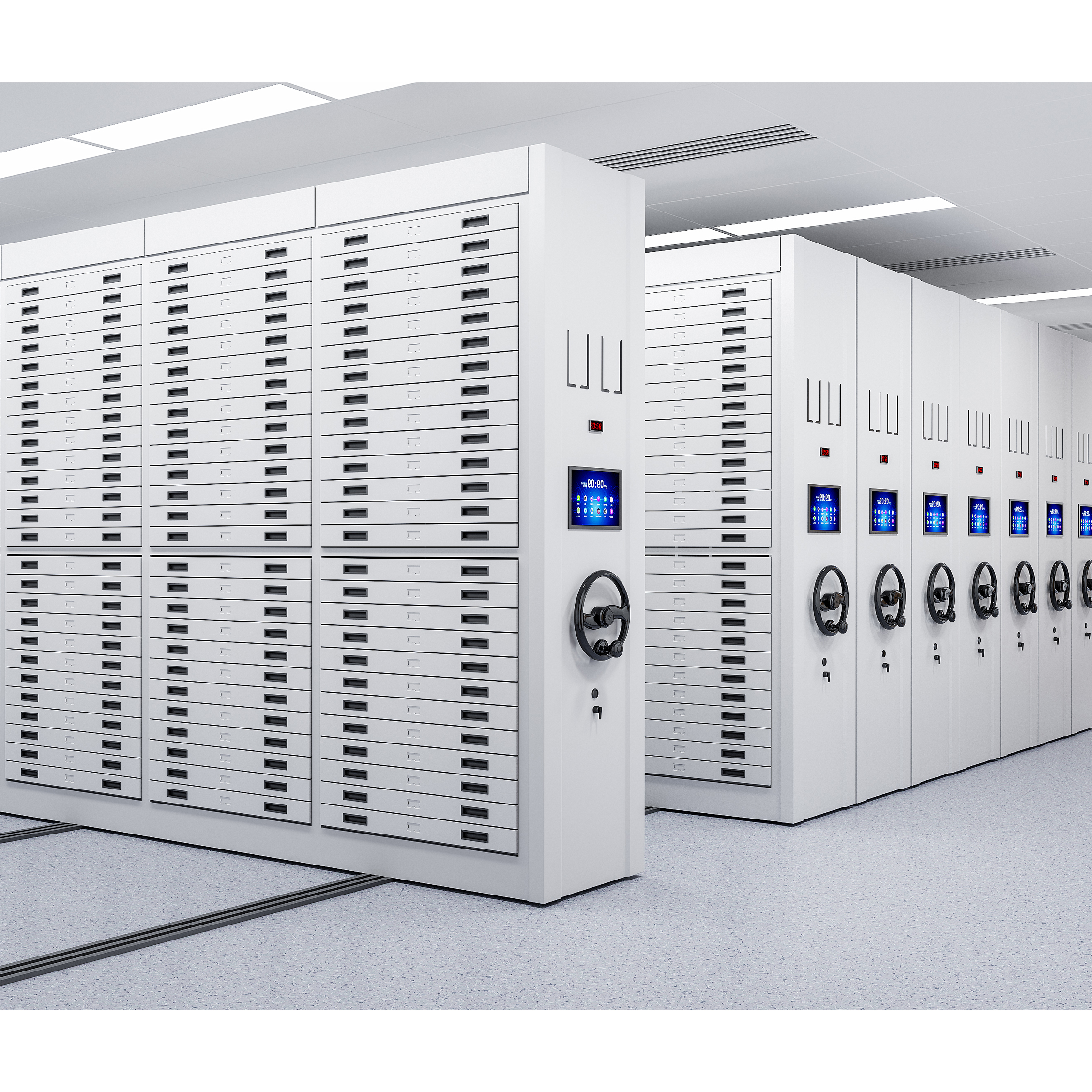 Mobile Steel Manual Compact Shelves Hanging Archive Storage System Mechanical Movable File Compactor Document Rack