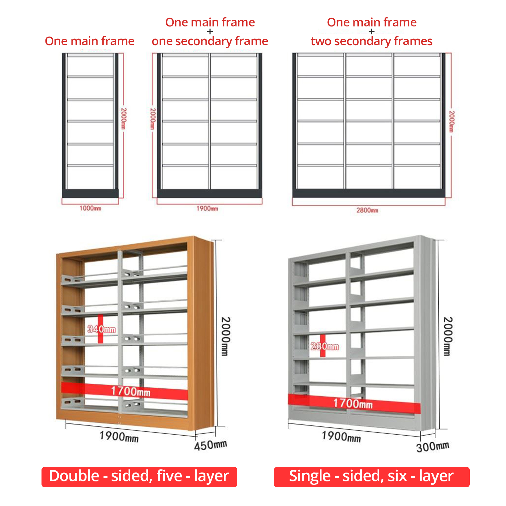 High Quality Modern Durable Metal Bookcase Library Furniture for Classroom Hospital Workshop Supermarket Home