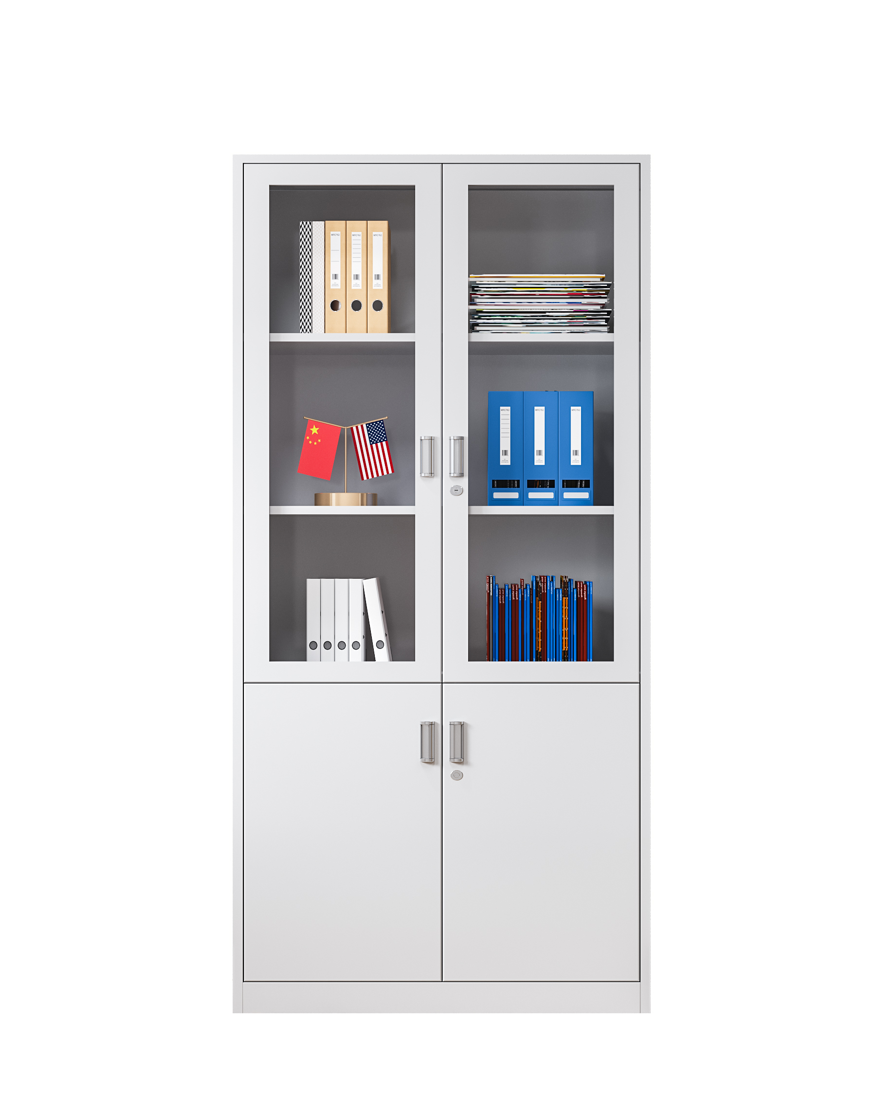 Durable C11 Metal Storage Filing Cabinet with Double Glass Doors for Office Use