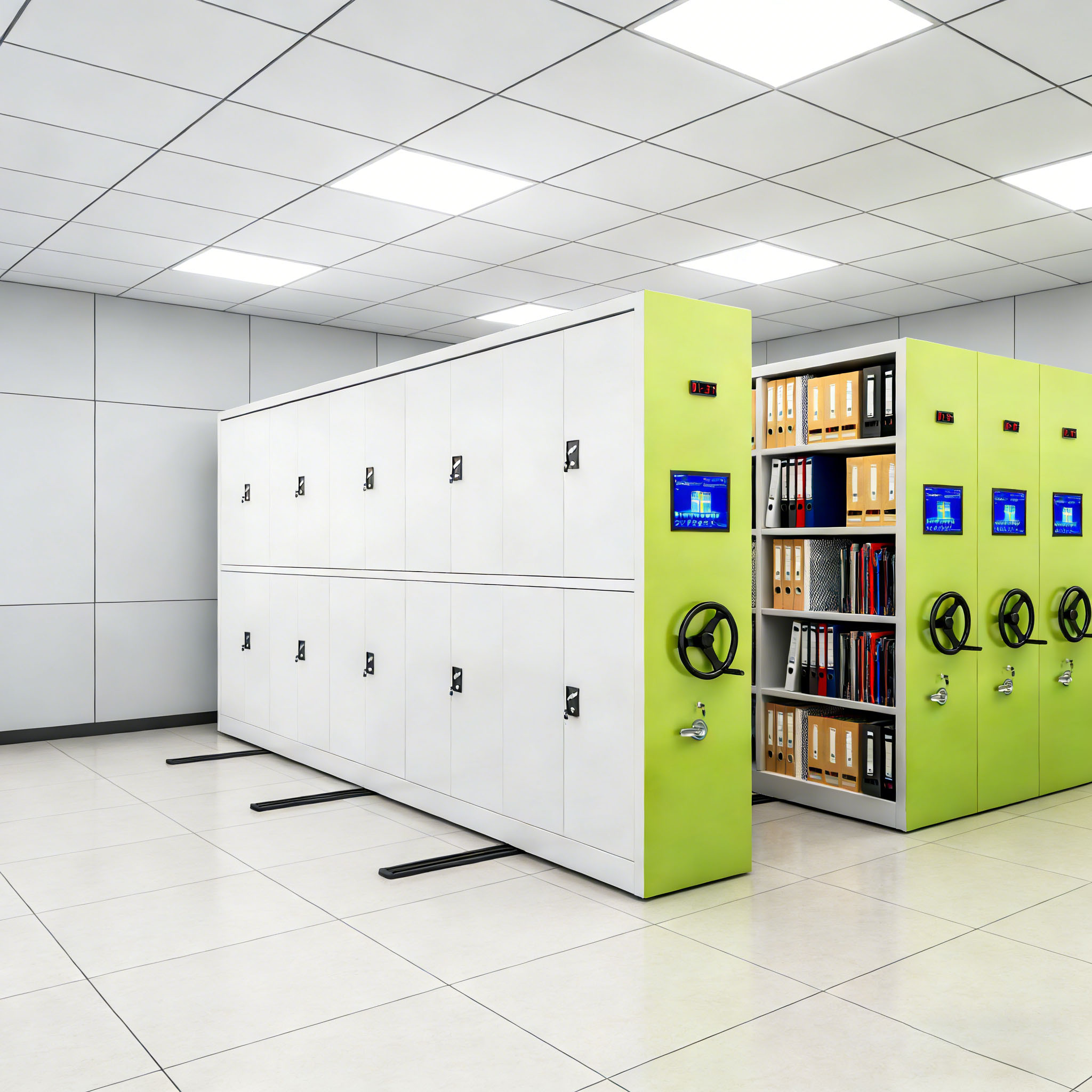 Hand-cranked Mobile File Cabinet Intensive Shelves Mobile Shelving Smart Storage File System High Density Mobile Shelving