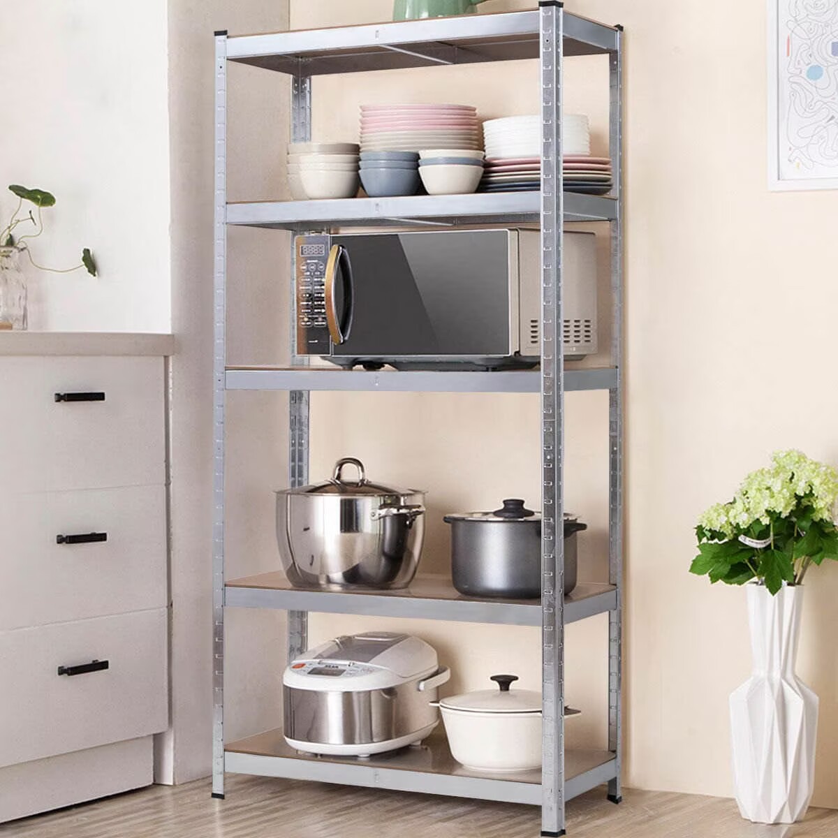 Galvanized Boltless Metal Rack 5 Layers Light Duty Shelving Boltless Steel Rack Steel MDF Shelving Steel Display Shelving